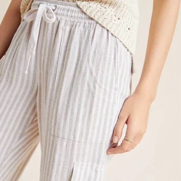 ANTHROPOLOGIE x SANCTUARY Sanctuary Discoverer Linen Cargo Pants Natural - Picture 3 of 6